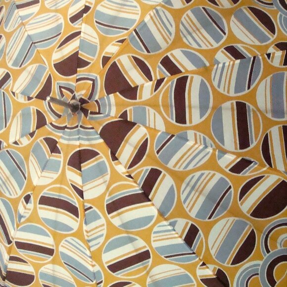 Vintage 60s Geometric Print Umbrella Unique Handle - Picture 10 of 14